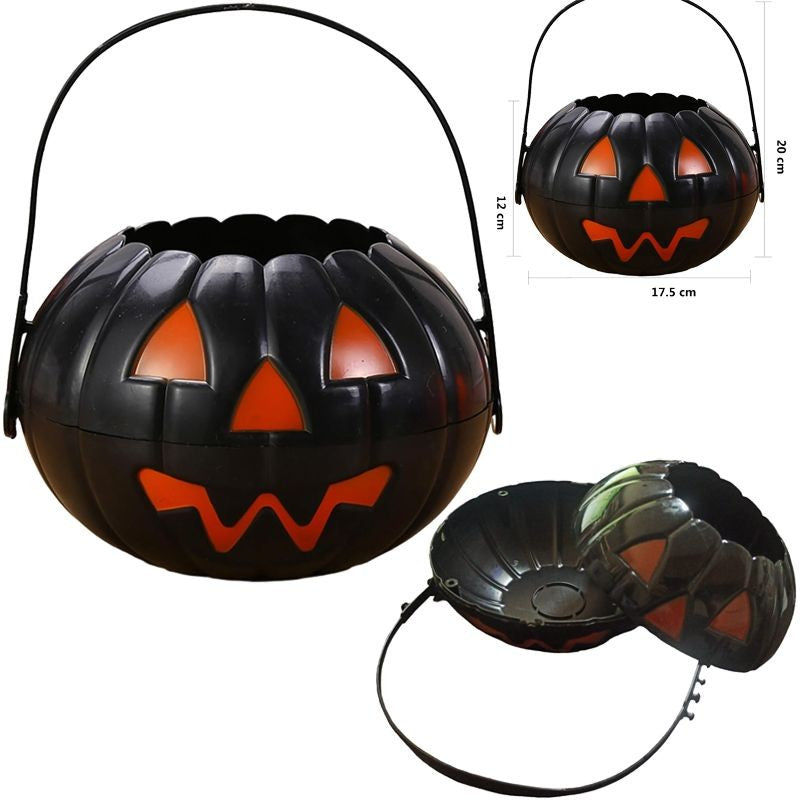 Black Jack-O-Lantern Pumpkin Trick-or-Treat Bucket