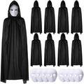 Faceless Ghost Grim Reaper Costume - Black Hooded Robe with Mask